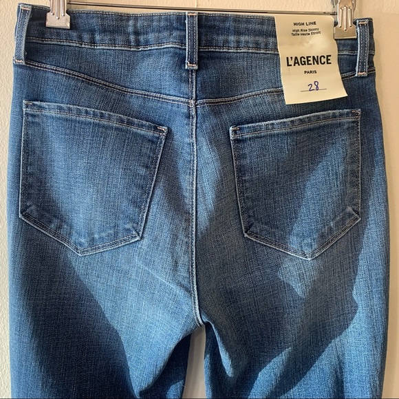 La’gence High Line hi rise skinny medium wash distressed chewed hem women sz 28 - Picture 6 of 10
